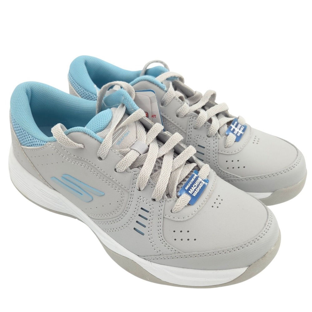 Skechers Viper Court Smash Pickleball Shoes Womens 6.5 Gray Blue Sneakers NEW